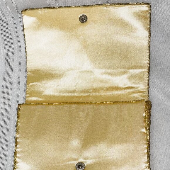 Vintage LA REGALE Ltd Gold Beaded Evening Bag Clutch Envelope Purse Hong Kong - Picture 3 of 7